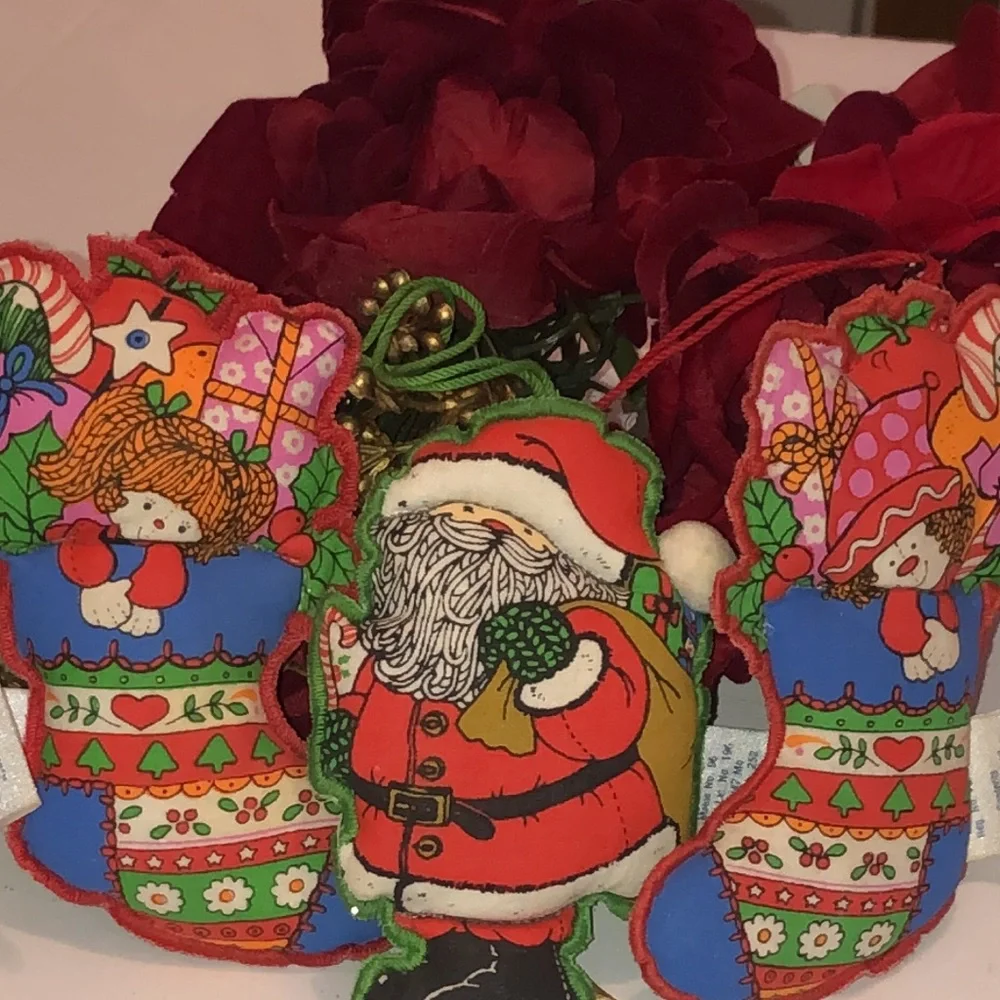 Hallmark 1974 Fabric Christmas Ornaments 1970s Hallmark Fabric Ornaments